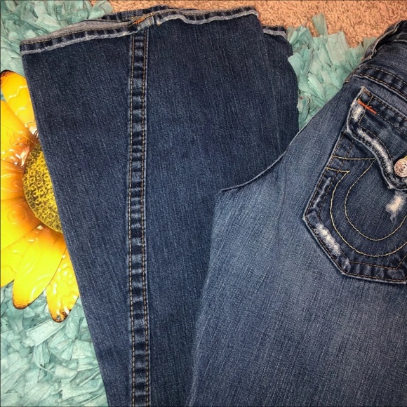 SOLD True Religion Distressed Flare Jeans - Picture 4 of 12